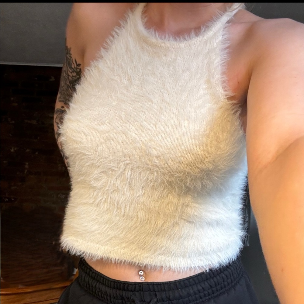 faux fur crop top